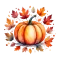 logo pumpkin seo - citrouille et feuilles d'automne
